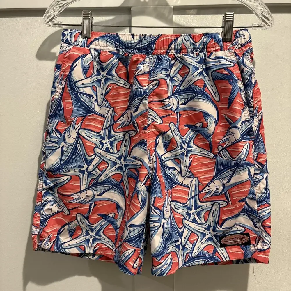 Vineyard Vines Swim Trunks Boys Large Marlin Starfish Pattern Board Shorts READ‎ - Picture 4 of 16